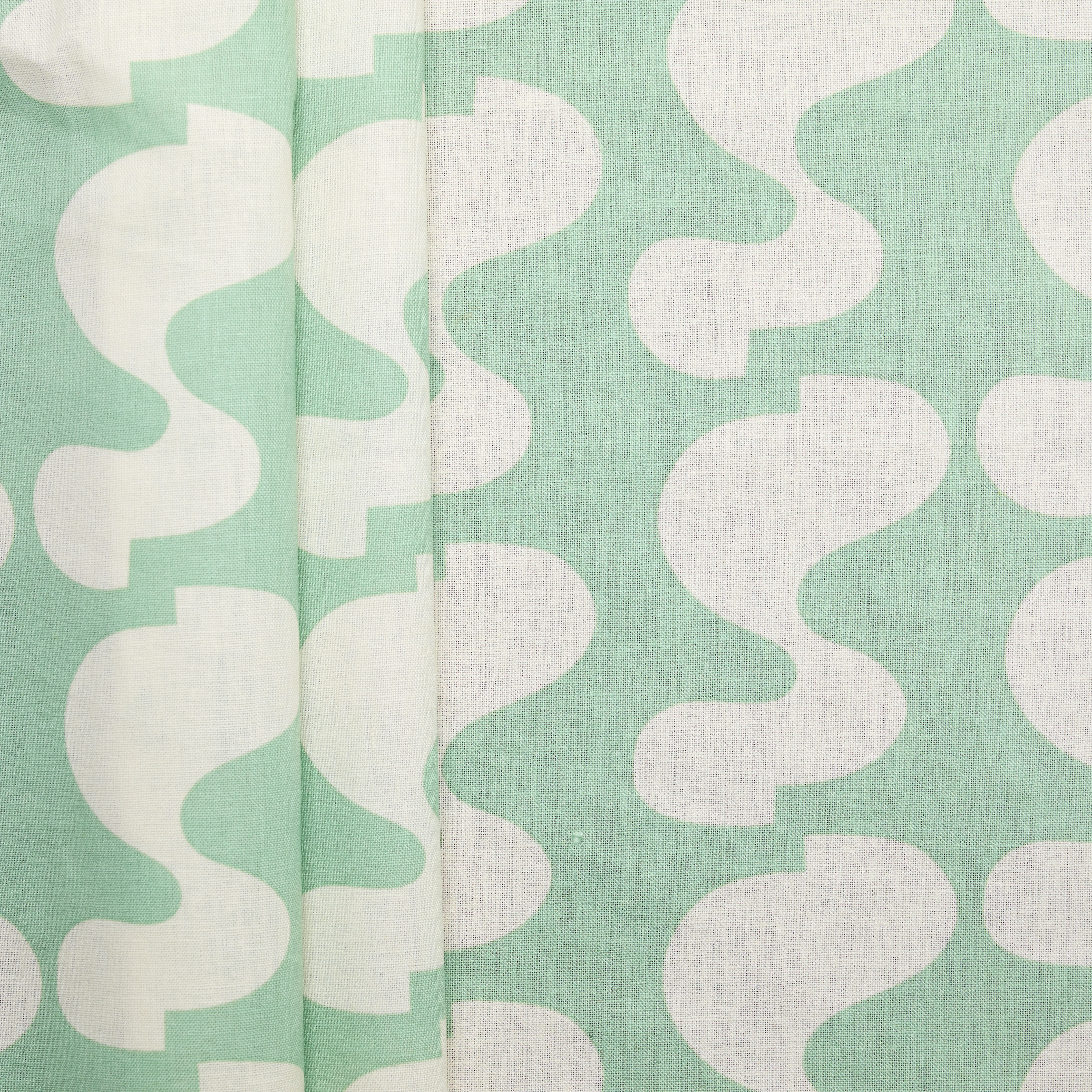 Linen Cotton Swirl Print - Sea Foam Green