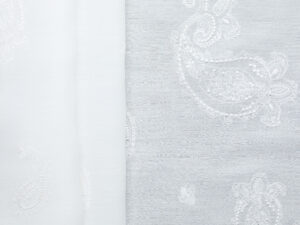 Poly Acetate Paisley Embroidery - White