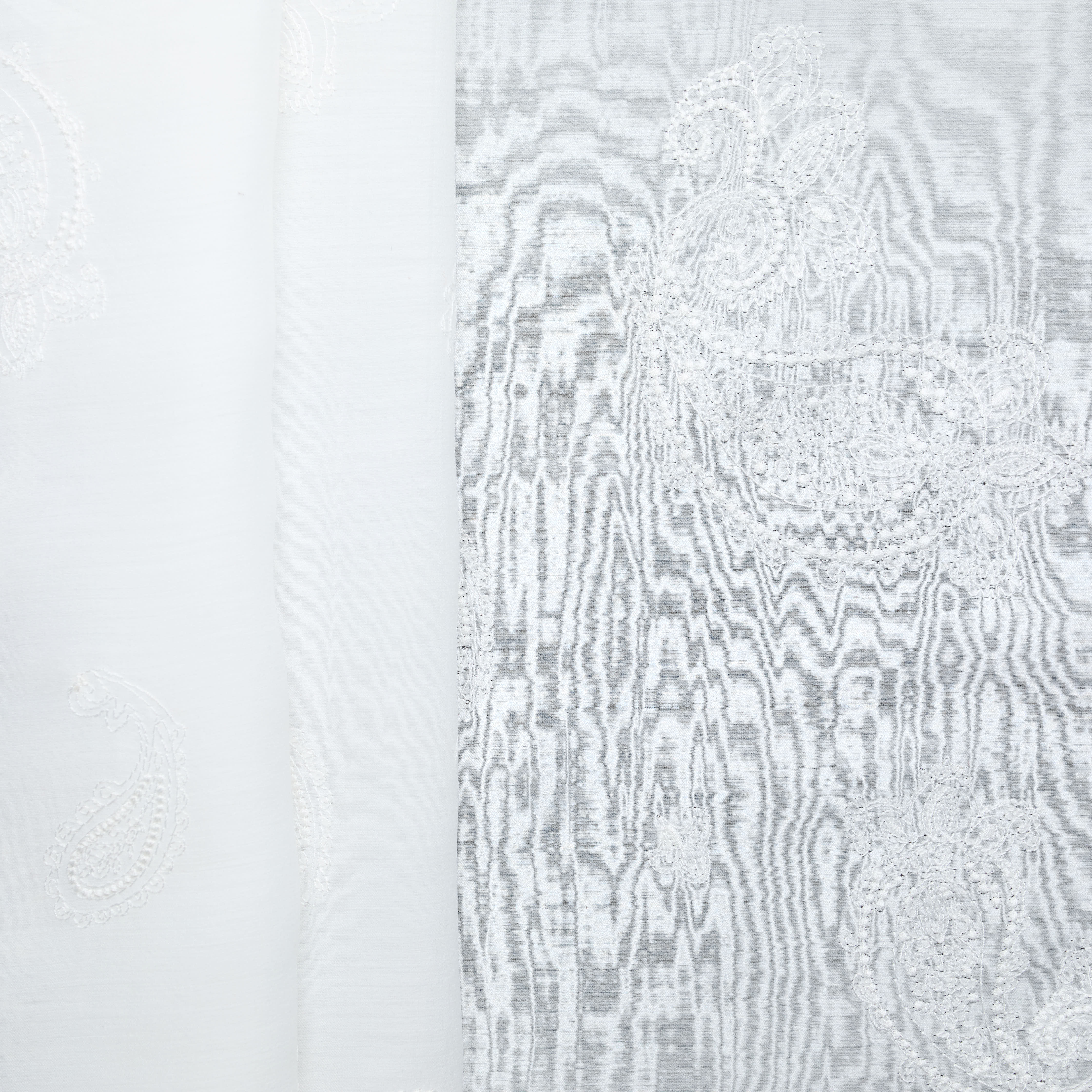 Poly Acetate Paisley Embroidery - White
