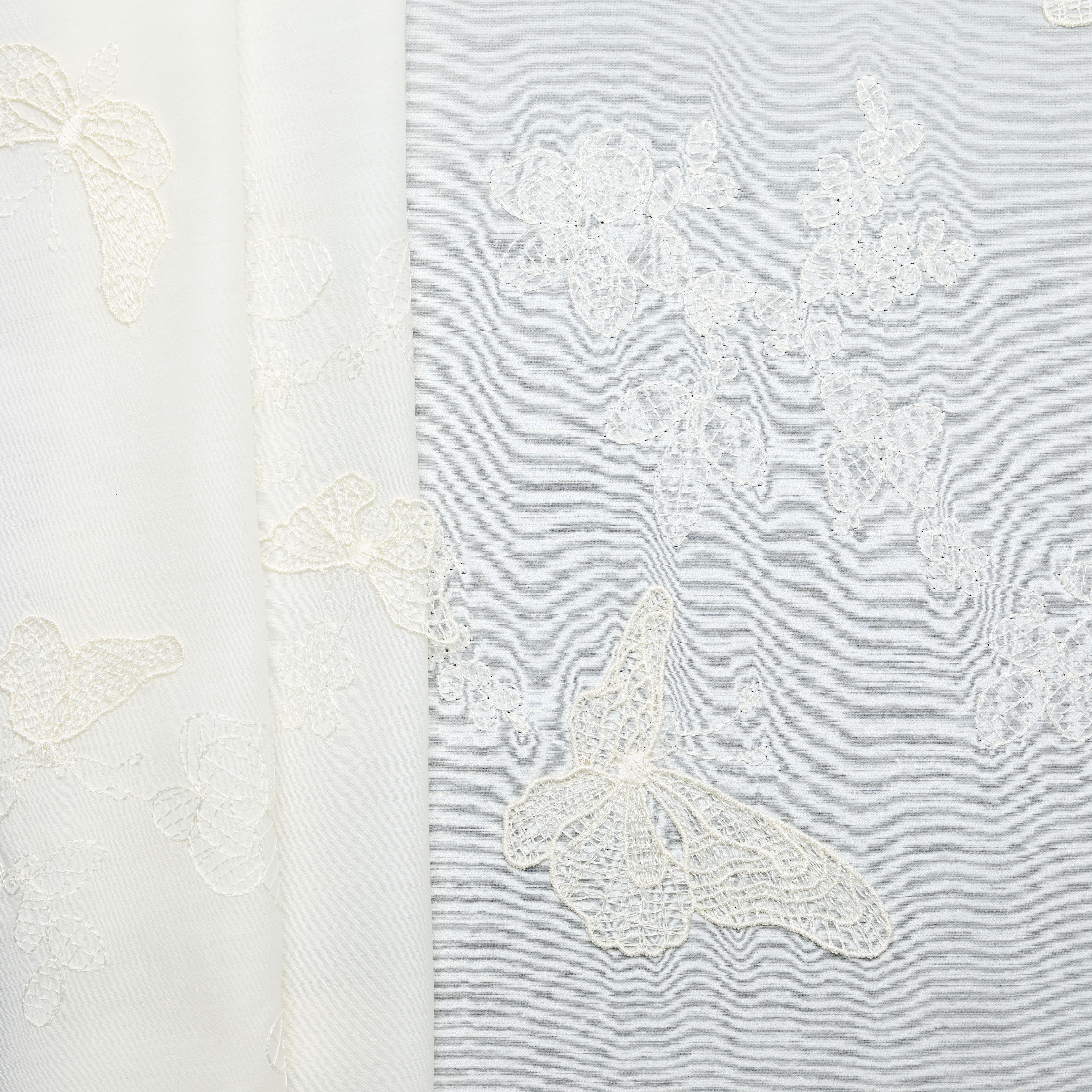 Poly Acetate Butterfly Embroidery - White