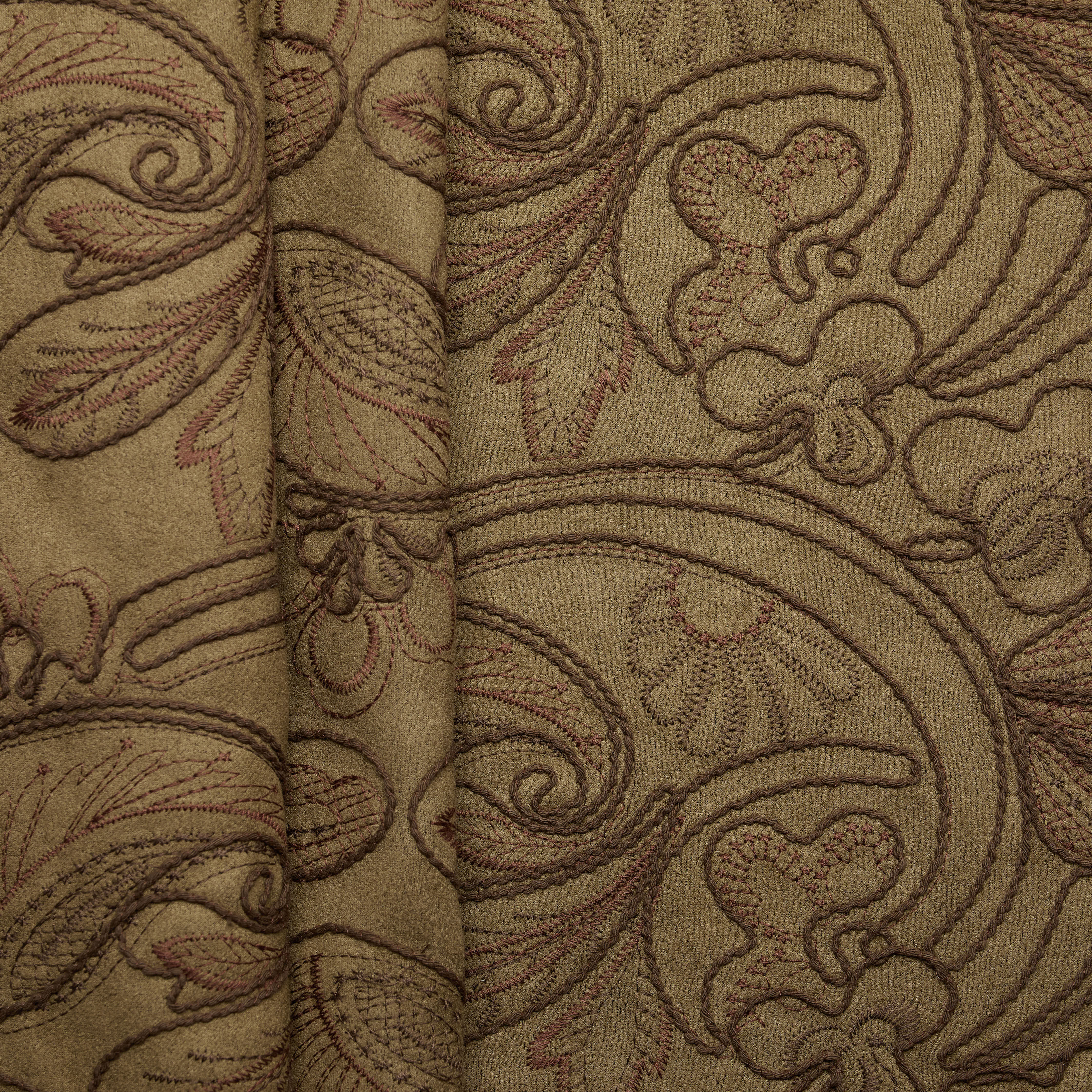 Poly Elastane Flower Embroidery - Brown