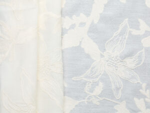 Poly Acetate Floral Leaf Embroidery - White