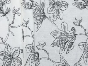 Poly Acetate Flower Embroidery - White/ Black