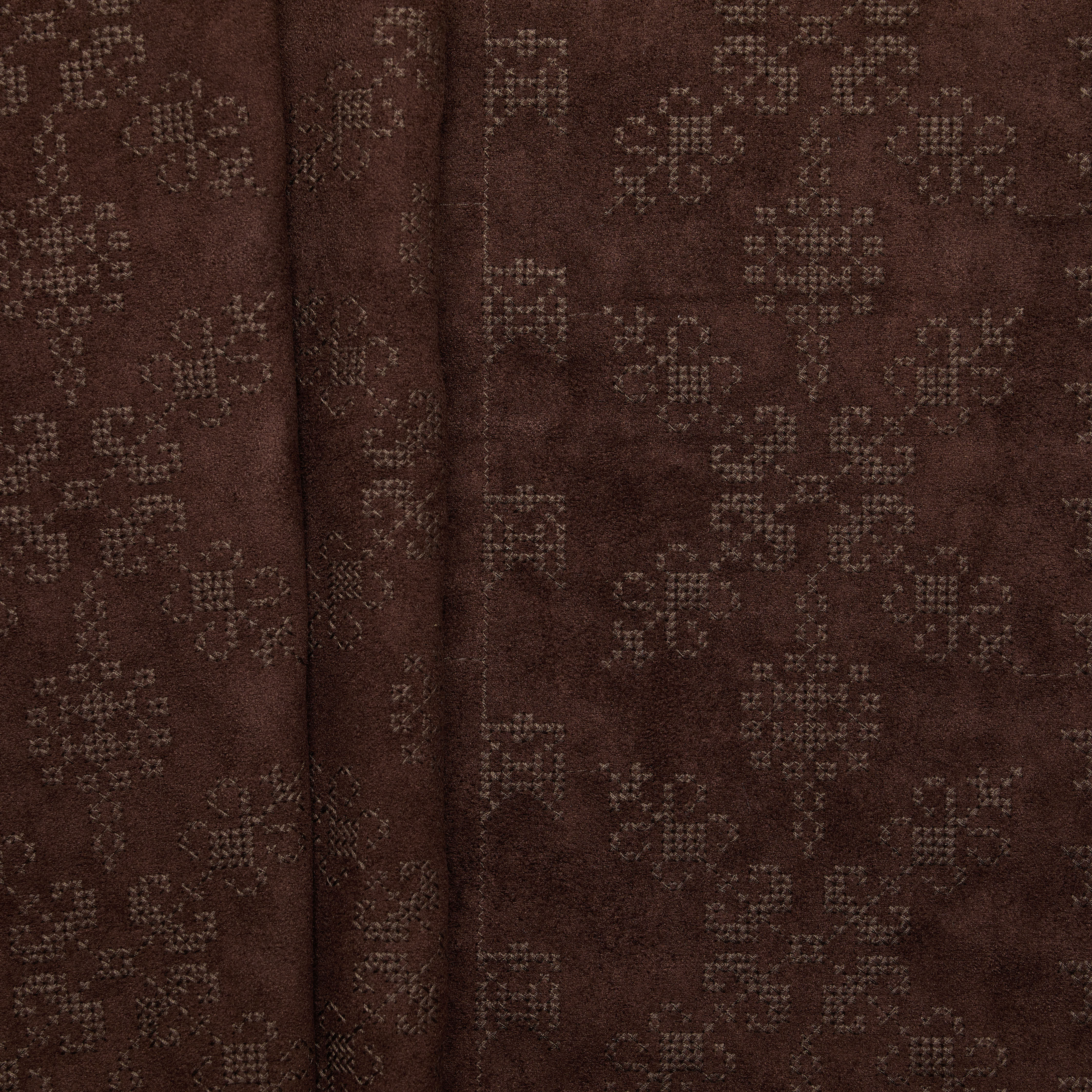 Poly Suede Embroidery - Brown