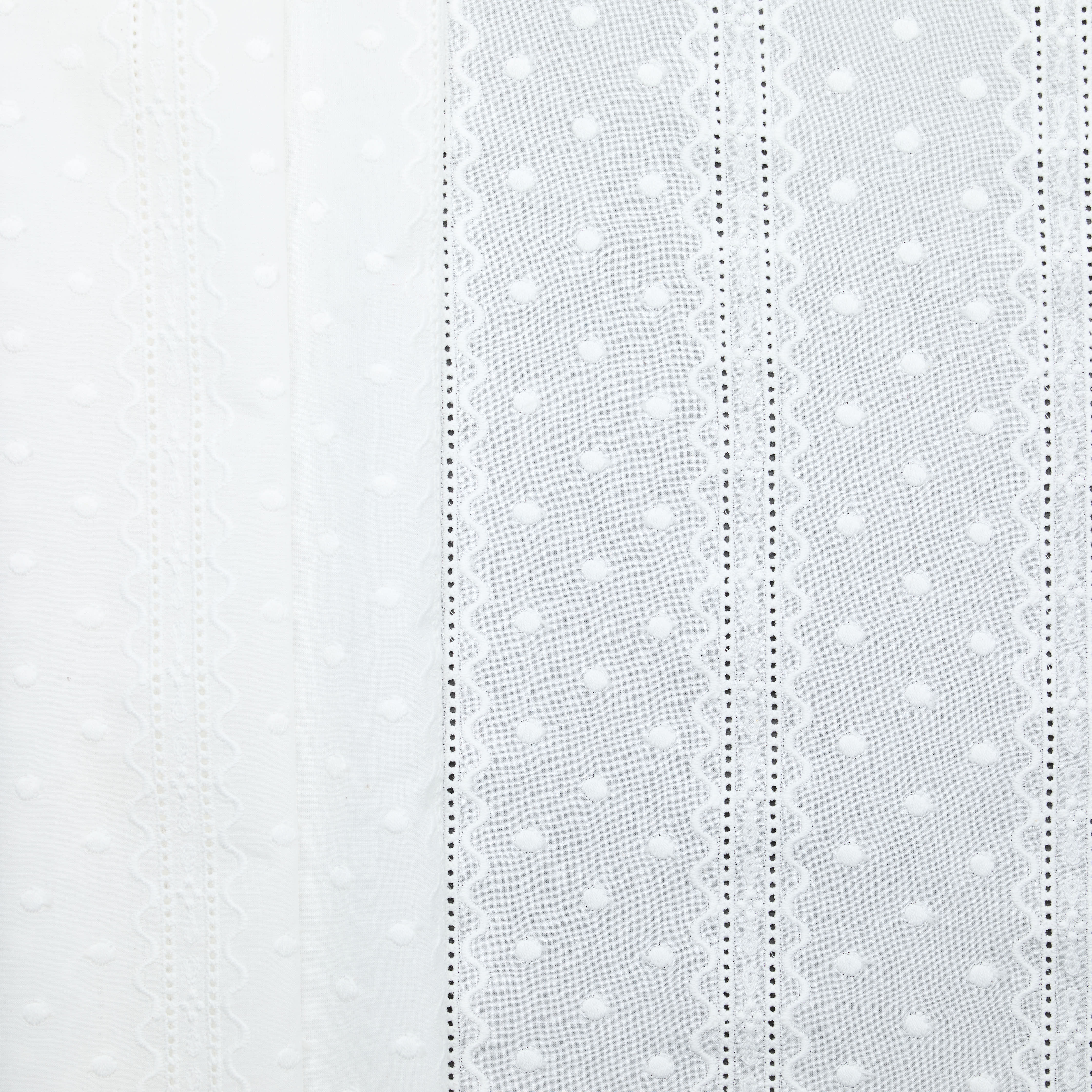 100% Cotton Dot Swirl Embroidery - White