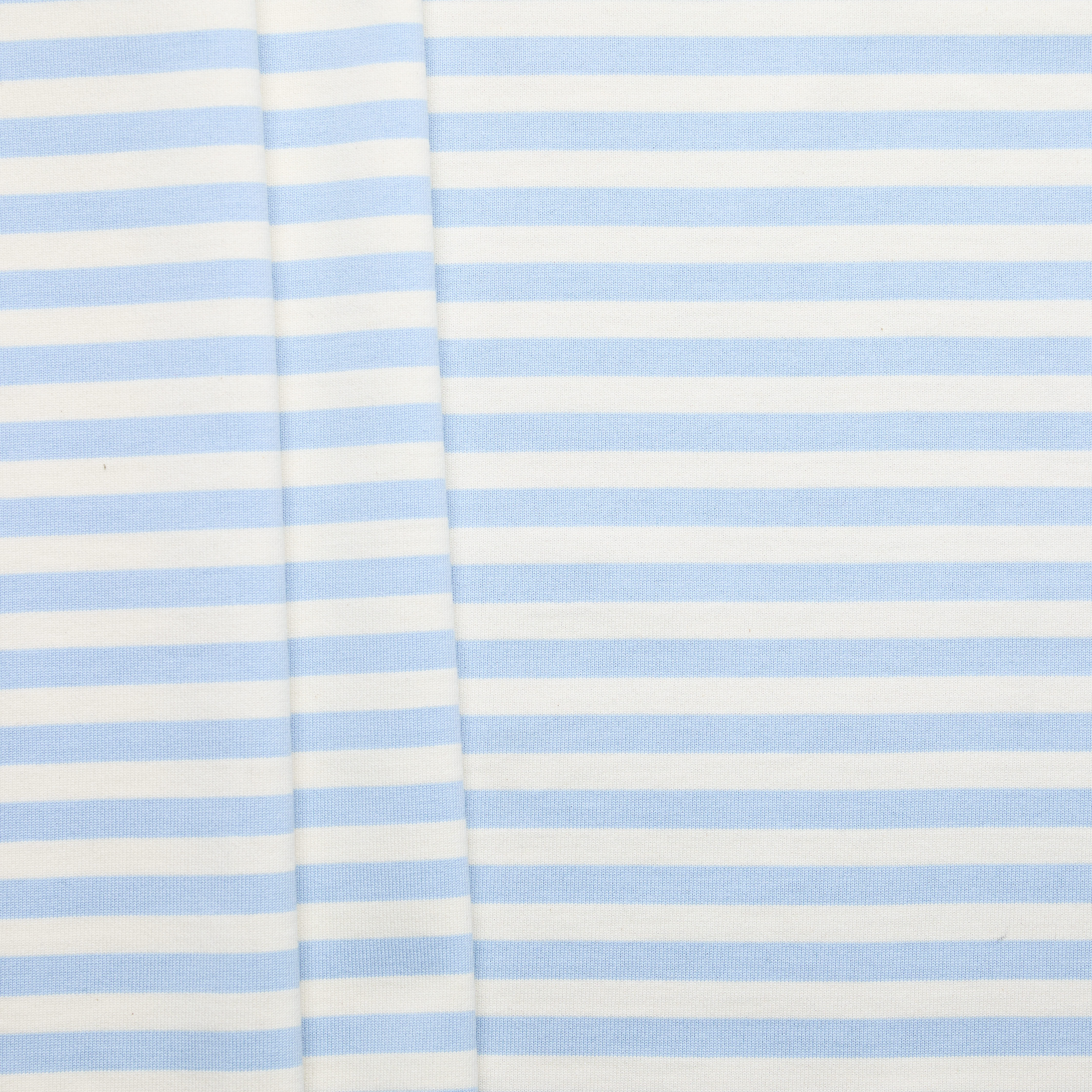 100% Cotton Heavy Stripe Jersey - Baby Blue/ Natural