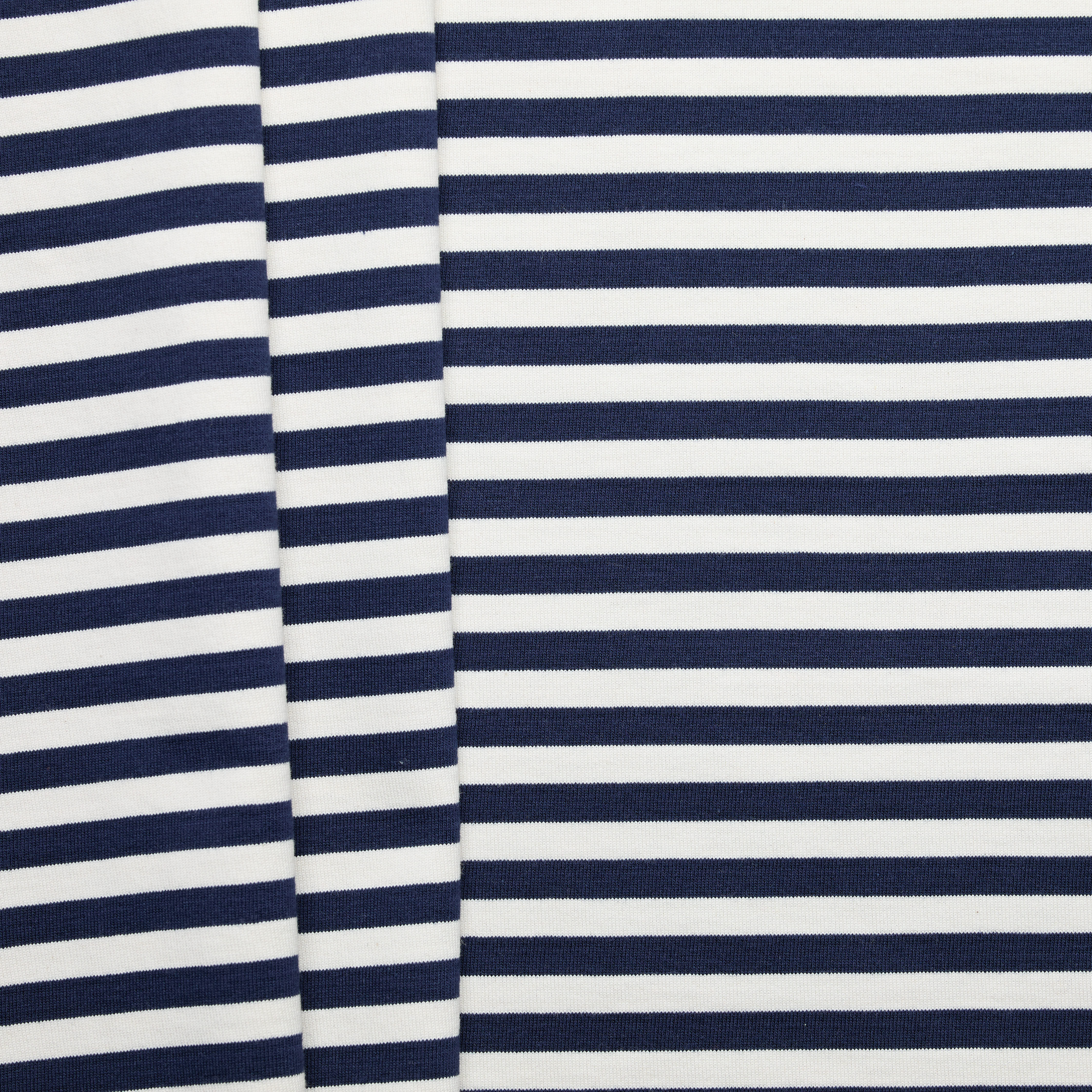 100% Cotton Heavy Stripe Jersey - Navy/ Natural